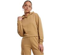 Kapuzenpullover URBAN CLASSICS "Urban Classics Damen Ladies Oversized Cropped Light Terry Hoodie", Damen, Gr. L, beige (unionbeige), 35% Baumwolle, 35% Baumwolle (Bio), 30% Polyester, unifarben, casua