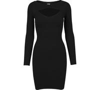 Urban Classics Kleid Ladies Cut Out Dress – Midikleid, U-Boot-Ausschnitt, Slim Fit, Schwarz XS