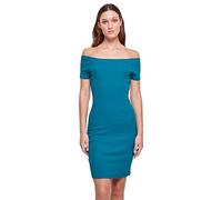 Urban Classics Damen Kleid Ladies Off Shoulder Rib Dress, schulterfreies Kleid für Frauen, Slim Fit, watergreen, XS