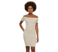 Urban Classics Damen Kleid Ladies Off Shoulder Rib Dress, schulterfreies Kleid für Frauen, Slim Fit, whitesand, M