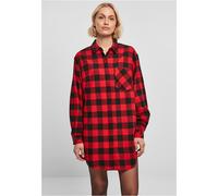 Urban Classics Damen Kleid Ladies Oversized Check Flannel Shirt Dress Black/Red-XS