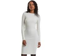 Urban Classics Damen Kleid Ladies Rib Dress, figurbetontes, hochgeschlossenes Rippenkleid, Langarm Kleid, Größen XS - XL