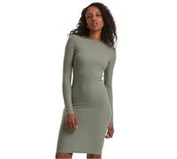 Urban Classics Damen Kleid Ladies Rib Dress, figurbetontes, hochgeschlossenes Rippenkleid, Langarm Kleid, Größen XS - XL