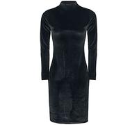 Jerseykleid URBAN CLASSICS "Urban Classics Damen Ladies Velvet Turtle Neck Dress" XL, US-Größen schwarz Damen Kleider XL, US-Größen black