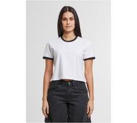 Urban Classics Ladies Contrast Retro T-Shirt T-Shirt weiß schwarz in L