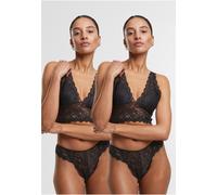 Urban Classics Damen Ladies Allover Lace Tanga 2-Pack TB7847A Black+Black-S