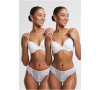 Urban Classics Damen Ladies Allover Lace Tanga 2-Pack TB7847A White-XS