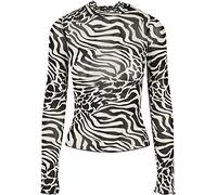 Urban Classics Damen T-Shirt AOP Mesh Stehkragen Langarm Schwarz XXL