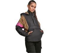Urban Classics Damen Langjacke Curvy AOP Mixed Pull Over Jacke Black/Leo 4XL/5XL
