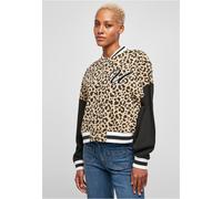 Urban Classics Damen Sweater Ladies AOP Oversized College Sweat Jacket unionbeigeleo/Black L