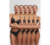 Urban Classics Damen Ladies Basic Cotton Tanga 5-Pack TB7666C Black+Black+Black+Black+Black-XS