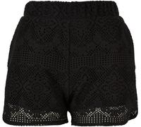 Stoffhose URBAN CLASSICS "Urban Classics Damen Ladies Crochet Lace Resort Shorts", Damen, Gr. 4XL, US-Größen, schwarz, 88% Baumwolle, 12% Polyamid, unifarben, loose fit, Hosen Stoffhose (56028262-4XL)