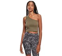 Urban Classics Damen Shirt Ladies Cropped Asymmetric Top Khaki-4XL