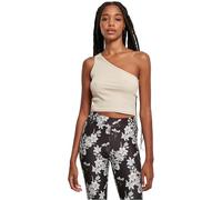 Urban Classics Ladies Cropped Asymmetric Top in Gr. S in Beige