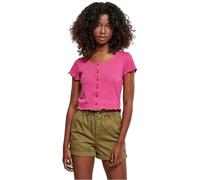 Urban Classics Damen Ladies Cropped Button Up Rib Tee brightviolet, 3XL