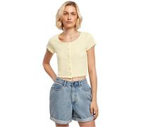 Urban Classics Women's Ladies Cropped Button Up Rib Tee T-Shirt, softyellow, XXL