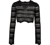 Urban Classics Damen Sweatshirt Cropped Häkel-Strickpullover Schwarz 4XL
