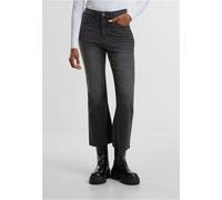 Urban Classics Damen Jeanshose Cropped Flared Denim Pants - Slim Fit Stretch Black Washed, Gr. 27