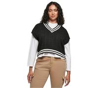 Urban Classics Damen Ladies Cropped Knit College Slipover Sweatshirt, Schwarz, XL EU