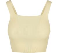 Tanktop URBAN CLASSICS "Urban Classics Damen Ladies Cropped Knit Top", Damen, Gr. 3XL, softgelb, 35% Polyacryl, 35% Viskose, 30% Polyamid, unifarben, slim fit, Tops Tanktop (52096656-XXXL) softgelb