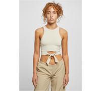 Muskelshirt URBAN CLASSICS "Urban Classics Damen Ladies Cropped Knot Top", Jungen, Gr. XXL, softseagrass, 95% Baumwolle, 5% Elasthan, unifarben, skinny fit, Rundhals, Shirts (78904839-XXL) softseagras