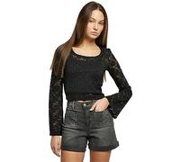 Urban Classics Ladies Cropped Lace Longsleeve in Gr. S in Schwarz