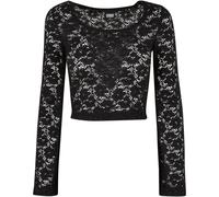 Urban Classics Damen Langarm-Oberteil Lace Cropped Schwarz Größe L