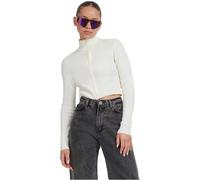 Urban Classics Damen Ladies Cropped Rib Knit Zip Cardigan Sweater, Whitesand, M EU