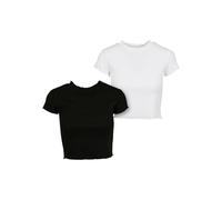 Urban Classics T-Shirt Cropped Rundhals Kurzarm 2er Pack Schwarz XS Damen