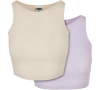 Urban Classics Damen Tb1498a-ladies Cropped Rib Top 2-pack T-Shirt, Softseagrass+lilac, XS EU