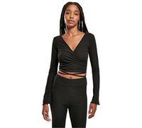 Urban Classics Ladies Cropped Rib Wrapped Longsleeve in Gr. XS in Schwarz