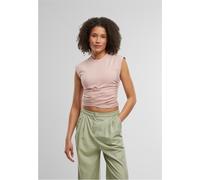 T-Shirt URBAN CLASSICS "Urban Classics Ladies Cropped Wrapped Top", Damen, Gr. S, powderrose, 95% Baumwolle, 5% Elasthan, unifarben, slim fit, Rundhals, Shirts T-Shirt (62012213-S) powderrose