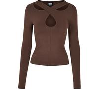 Urban Classics Damen Ladies Crossed Cut Out Longsleeve Brown-3XL