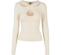 Urban Classics Damen Ladies Crossed Cut Out Longsleeve Whitesand-3XL