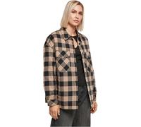 Urban Classics Damen Ladies Flanell Padded Overshirt Jacke, Black/softtaupe, 5XL