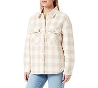 Urban Classics Damen Ladies Flanell Padded Overshirt Jacke, whitesand/lighttaupe, 5XL