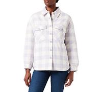 Urban Classics Damen Ladies Flanell Padded Overshirt Jacke, whitesand/softlilac, S