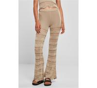 Urban Classics Ladies Flared Crochet Knit Leggings in Gr. XL in Beige
