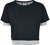 Urban Classics Damen Ladies Full Double Layered Tee T-Shirt,per Pack Mehrfarbig (blk/Gry 00029),X-Small (Herstellergröße:XS)
