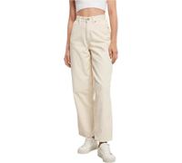 Urban Classics Damen Ladies High Waist 90´S Wide Leg Corduroy Pants Hose, whitesand, 30