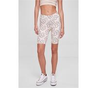 Urban Classics Damen Ladies High Waist AOP Tech Cycle Shorts Softseagrassflower-4XL
