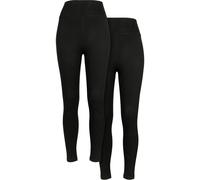 Leggings URBAN CLASSICS "Urban Classics Damen Ladies High Waist Jersey Leggings 2-Pack", Damen, Gr. XS, US-Größen, schwarz (schwarz, schwarz), 95% Baumwolle, 5% Elasthan, unifarben, skinny fit, Hosen 