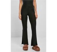 Urban Classics Damen Ladies High Waist Rib Flared Leggings Yoga Pants, Schwarz, S EU