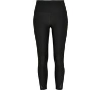 Urban Classics Ladies High Waist Shiny Rib Pedal Pusher Leggings, Black, S