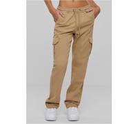 Cargohose URBAN CLASSICS "Urban Classics Damen Ladies High Waist Twill Cargo Pants", Damen, Gr. 4XL, US-Größen, unionbeige, 98% Baumwolle, 2% Elasthan, unifarben, loose fit, Hosen Cargohose (25819900-