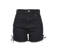 Urban Classics Ladies Highwaist Denim Lace Up Shorts in Gr. W33 in Schwarz