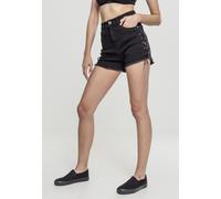 Urban Classics Damen Ladies Highwaist Denim Lace Up Shorts Black Washed, 31