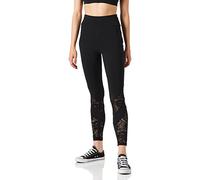Urban Classics Ladies Highwaist Lace Inset Leggings in Gr. 5XL in Schwarz