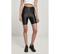Urban Classics Damen Ladies Highwaist Shiny Metalic Cycle Shorts 2 Black/Duskrose-5XL