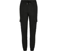 Ladies Knitted Denim High Waist Cargo Pants, Größe:L, Farbe:Black
